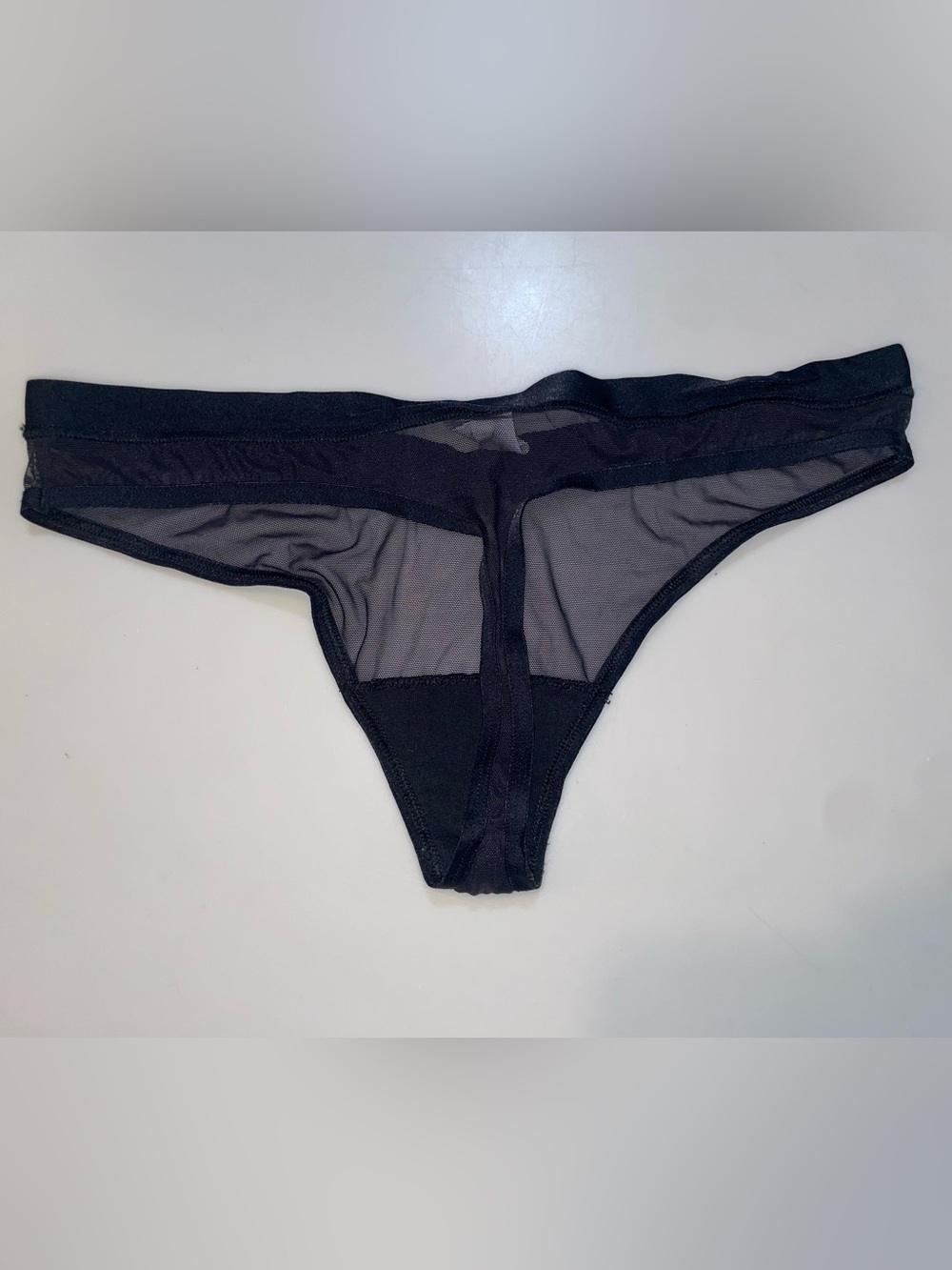 aerie Black Sheer Mesh Thong